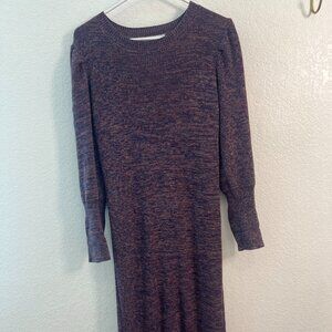 Amour Vert Medium Purple Sweater Dress with Ruffles